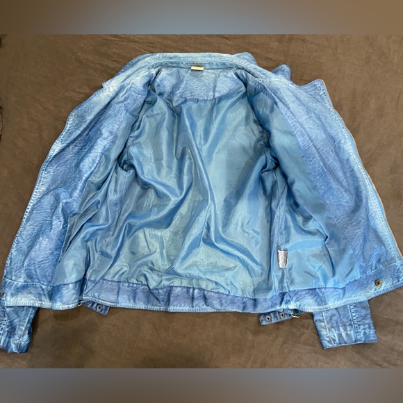 Vintage blue “leather” motto jacket - Picture 10 of 10